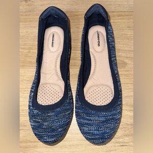 NWOT LANDS END Blue Knit Ballet Flats - Women's Comfortable Slip-On. Size 8.5.